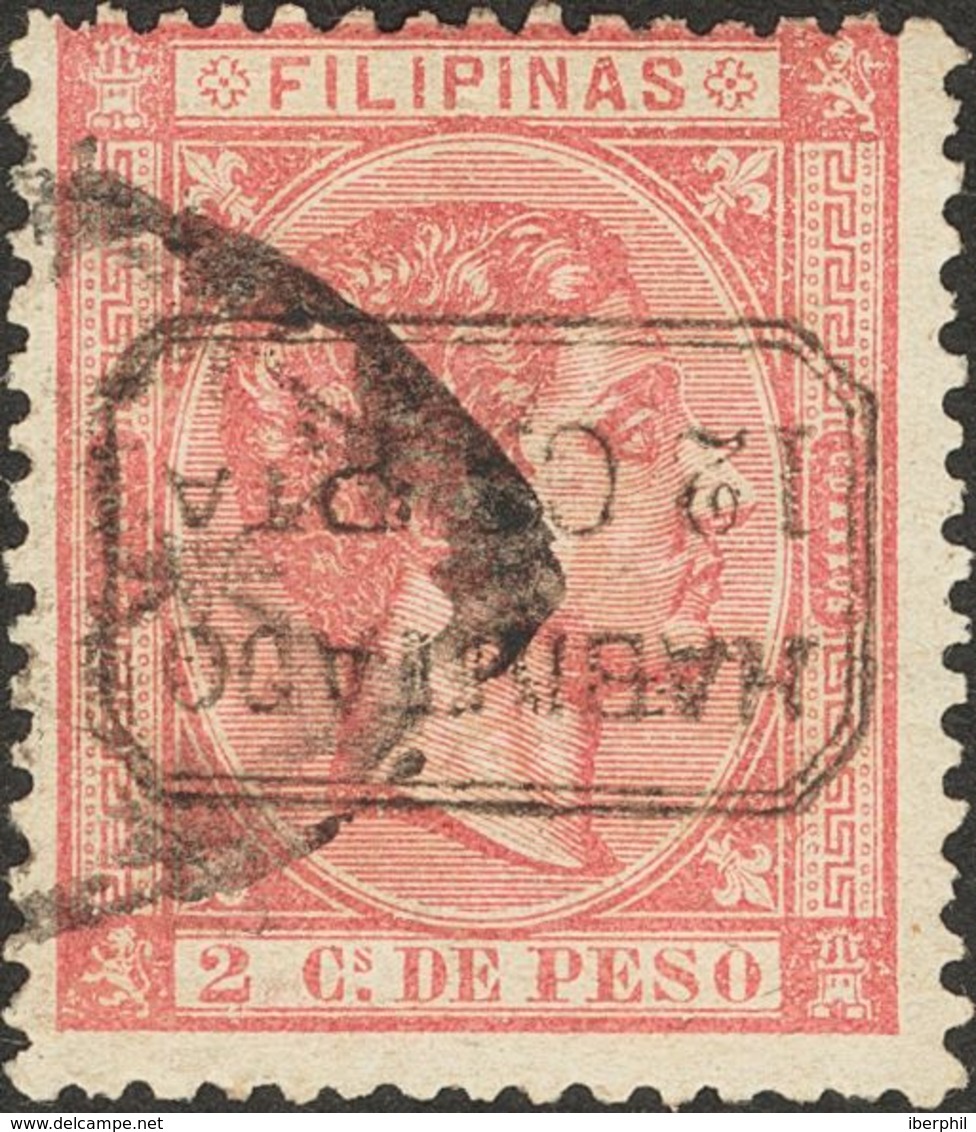 º51hi. 1878. 12 Cts Sobre 2 Ctvos Rosa. Variedad SOBRECARGA INVERTIDA. MAGNIFICO Y MUY RARO. Cert. GRAUS. Edifil 2013: 6 - Filippijnen