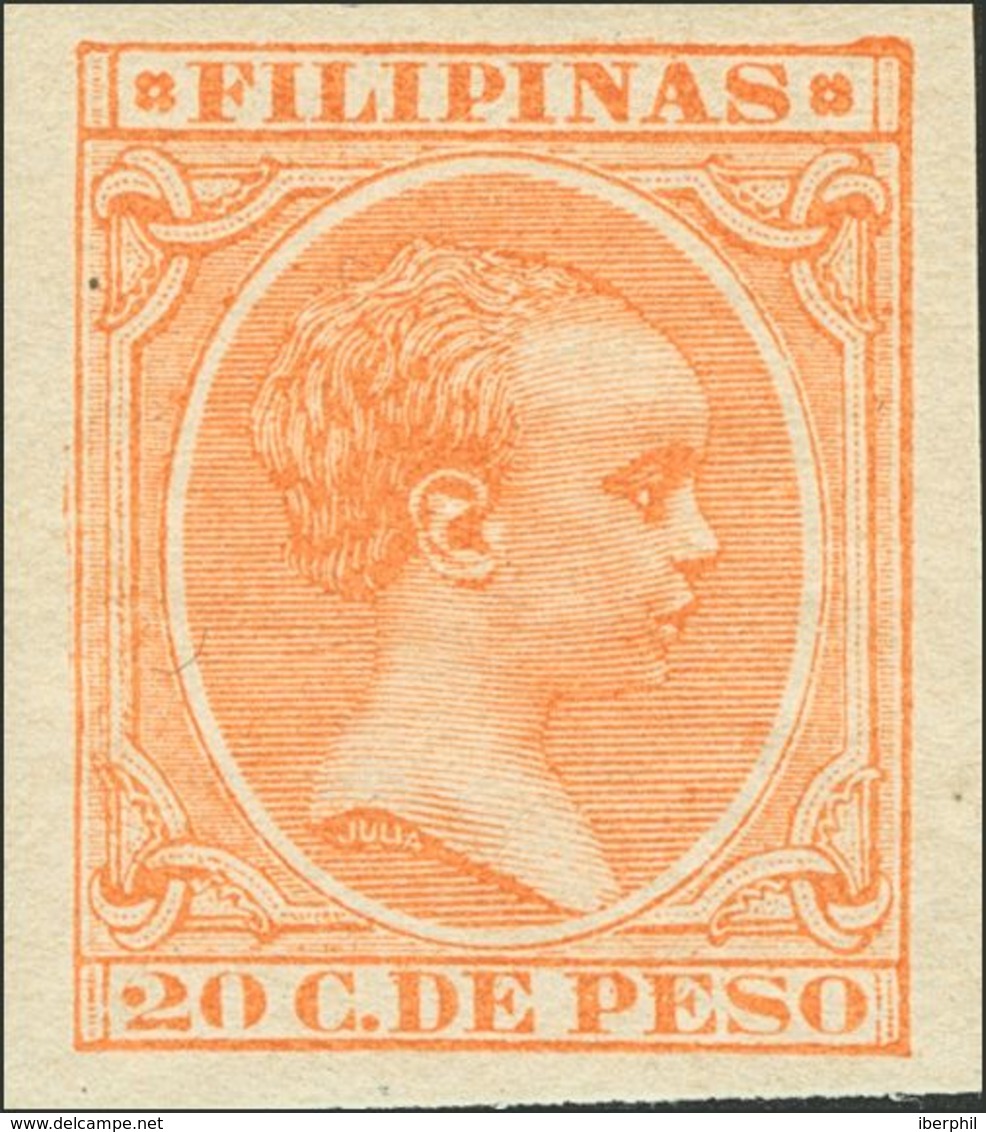 *128s. 1896. 20 Ctvos Naranja. SIN DENTAR. MAGNIFICO Y RARO. - Philipines