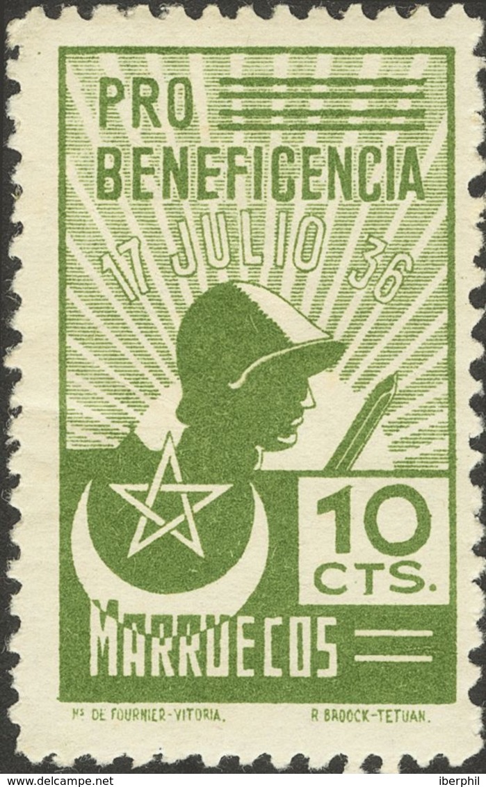 *. 1936. Conjunto De Once Sellos Locales Benéficos De Marruecos (uno De Tánger) PRO MOVILIZADOS Y PRO BENEFICENCIA. MAGN - Andere & Zonder Classificatie