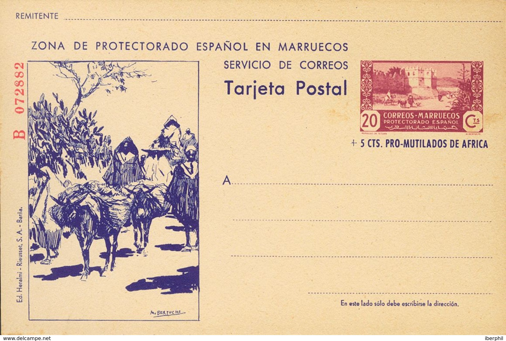 (*)EP84. 1944. 20 Cts+5 Cts Lila Y Azul Violeta Sobre Tarjeta Entero Postal (Serie B). BONITA Y RARA. Edifil 2019: 295 E - Sonstige & Ohne Zuordnung