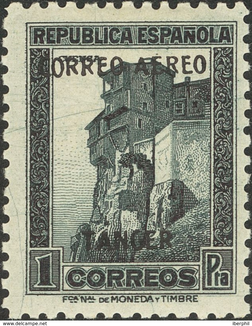 *110hcc. 1939. 1 Pts Pizarra. Variedad CAMBIO DE COLOR DE LA SOBRECARGA, En Negro. MAGNIFICO. Edifil 2013: 41 Euros - Spanisch-Marokko