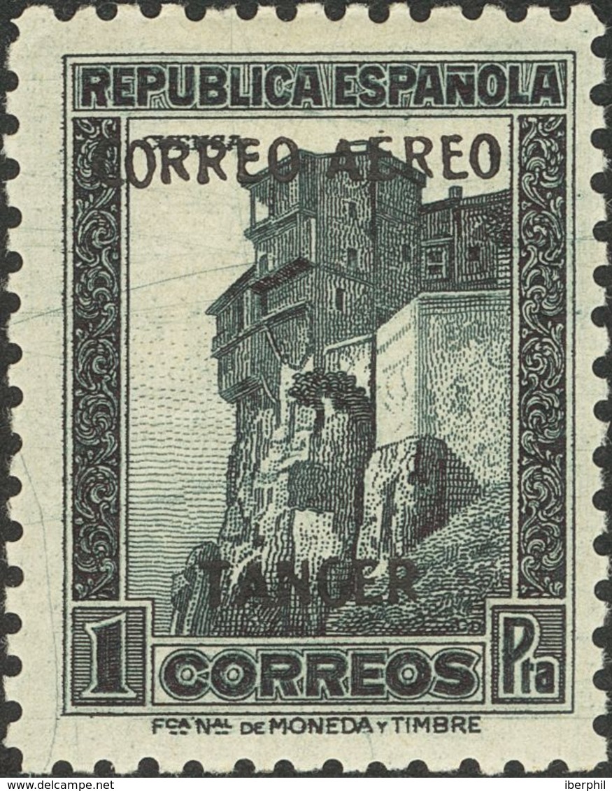 *110hcc. 1939. 1 Pts Pizarra. Variedad CAMBIO DE COLOR DE LA SOBRECARGA, En Negro. MAGNIFICO. Edifil 2013: 41 Euros - Spanish Morocco