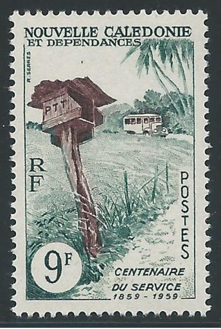 NOUVELLE CALEDONIE 1960 - YT N°297 - 9 F. Vert-bleu Et Brun-violet - Services Postaux - Neuf** - TTB Etat - Unused Stamps