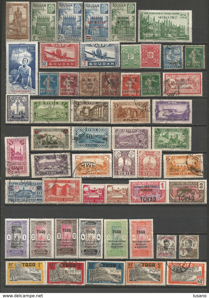 Colonies françaises : 840 timbres neufs et oblitérés tous différents