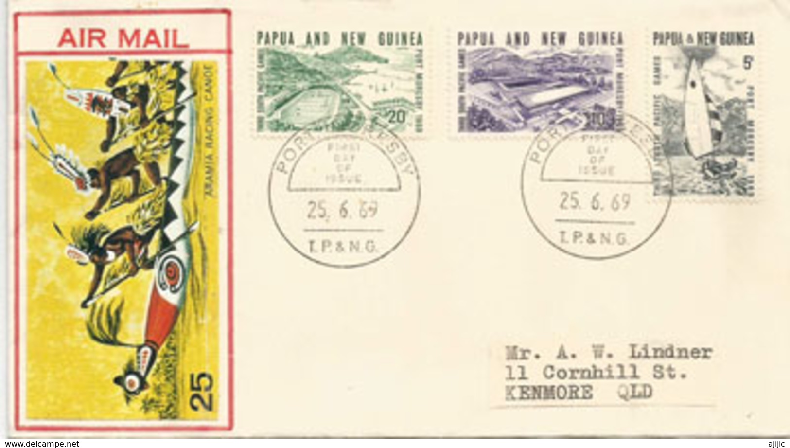 PAPOUASIE. Aramia Racing Canoe,   Série De 1969. FDC - Kanu