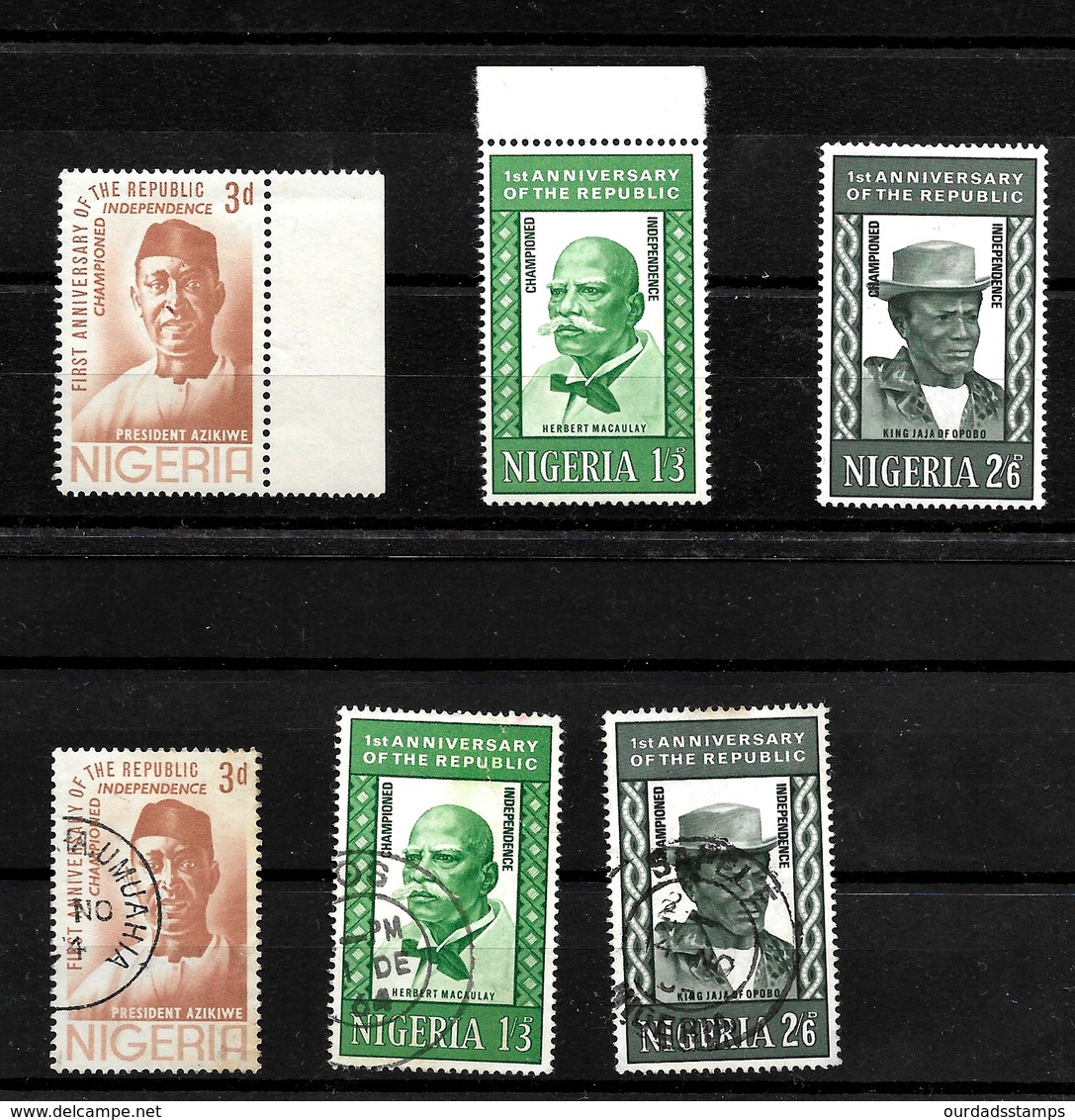 Nigeria 1964 Anniversary Of Republic Complete Set MNH Marginals ** And Used (6982) - Nigeria (1961-...)