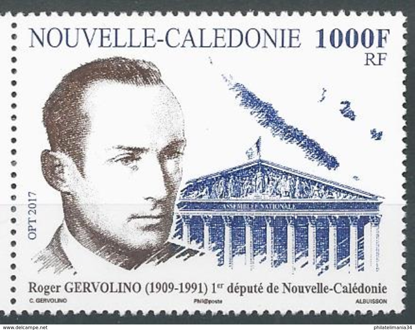 Nouvelle-Calédonie 2017 - Roger Noël GERVOLINO, 1er Député Calédonien - Unused Stamps