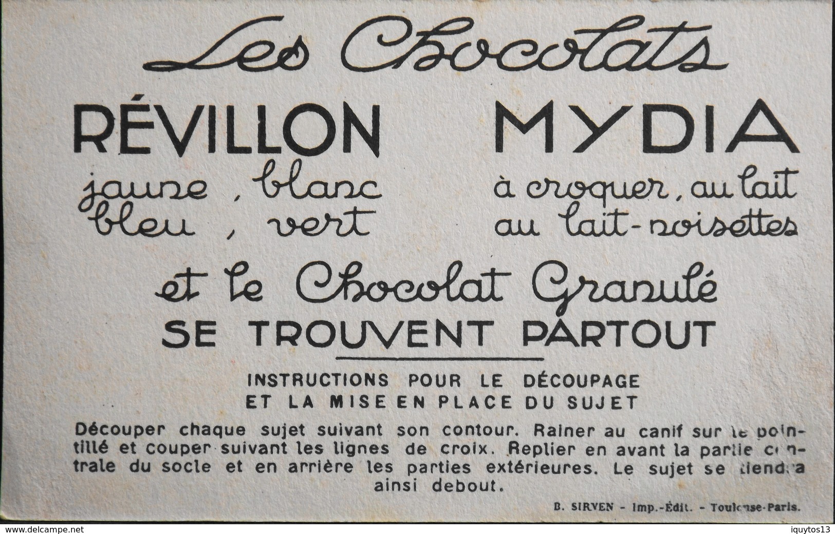 Chromo & Image > Chromos > Chocolat > Revillon - Mydia - Les Zouaves - En TB. Et - Revillon