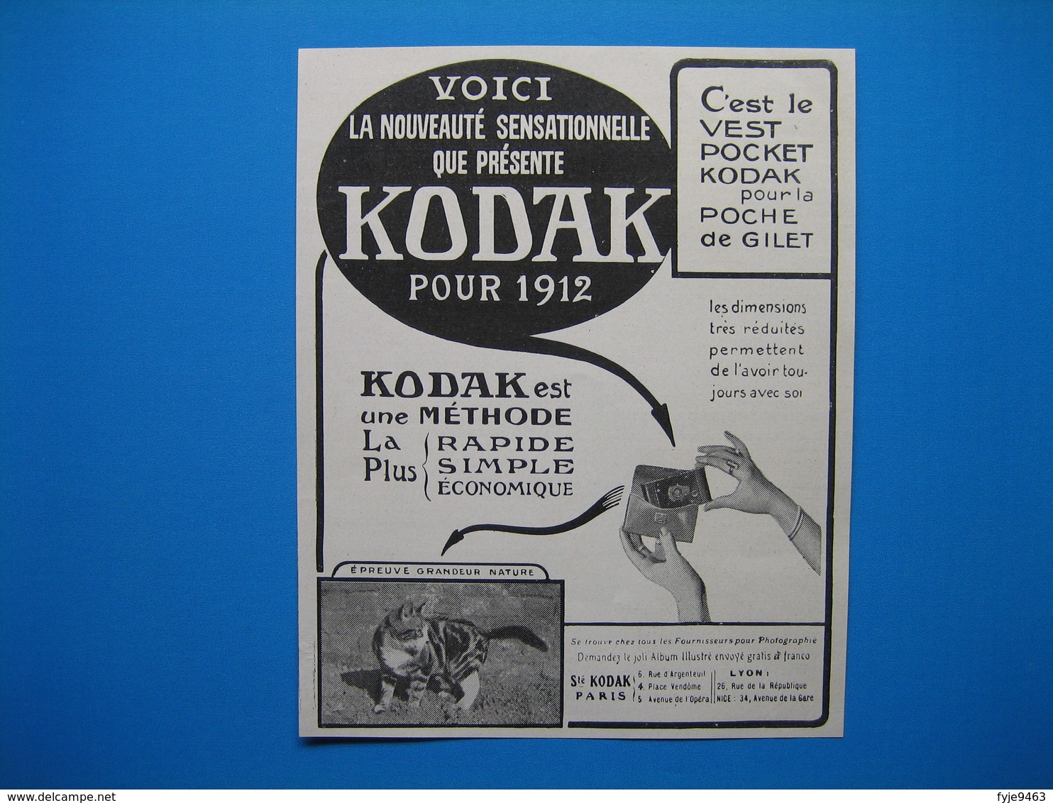 (1912) Le Vest-Pocket KODAK Pour La Poche De Gilet - Pubblicitari