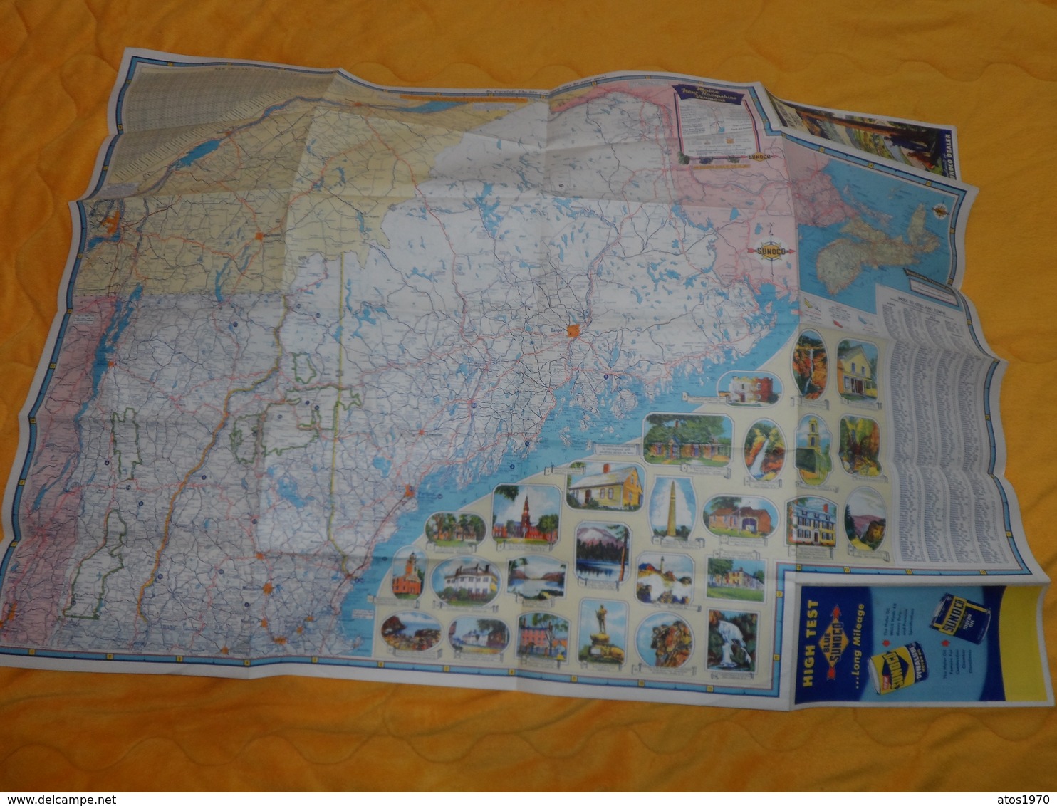 ANCIENNE CARTE DATE ?...NEW ENGLAND STATES SUNOCO ROAD MAP AND HISTORICAL SCENIC GUIDE. COMPLIMENTS OF YOUR SUNOCO DEALE - Cartes Routières