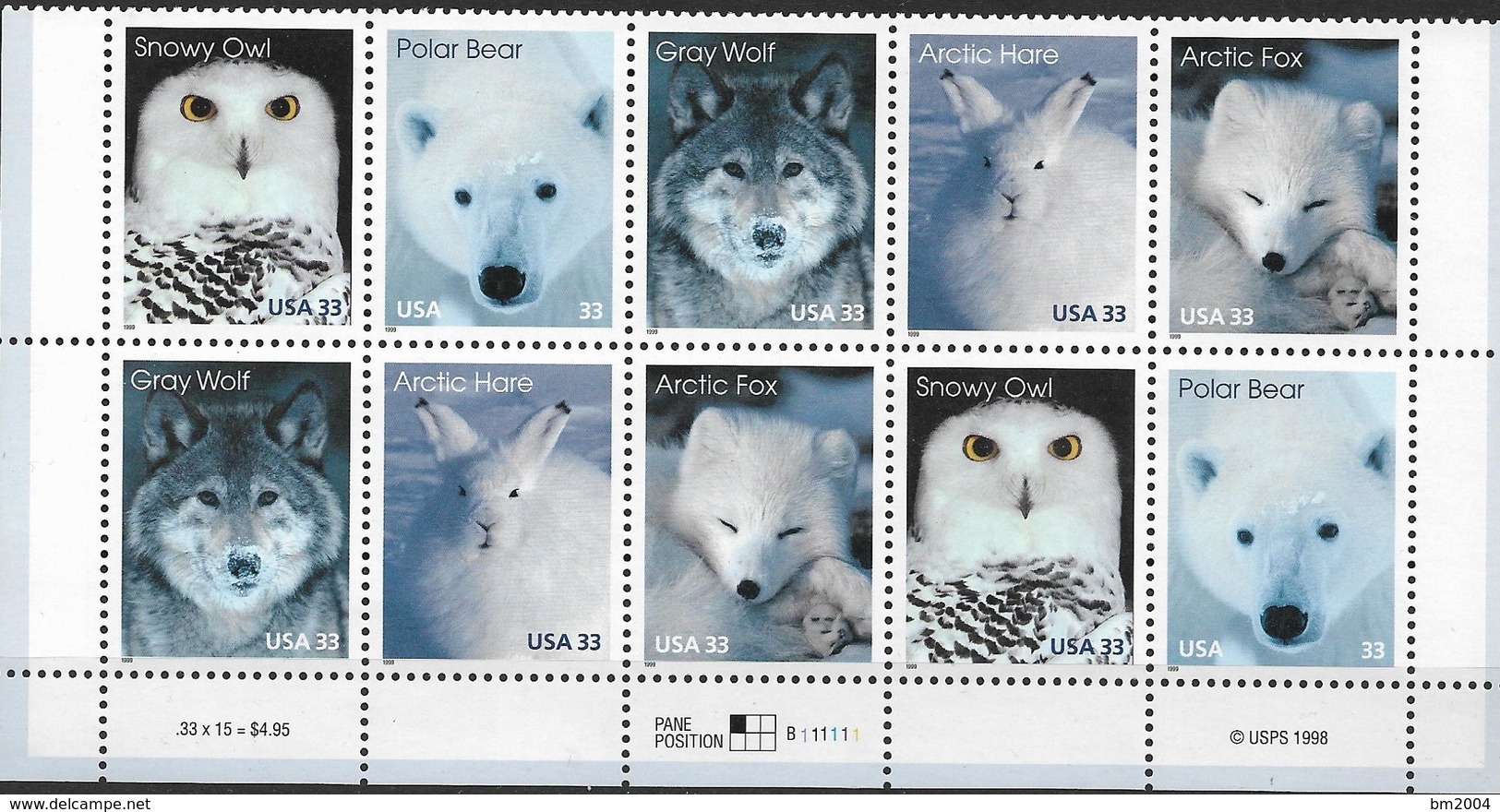 1999  USA Mi.3094-8  **MNH  Tiere Der Arktis - Nuevos