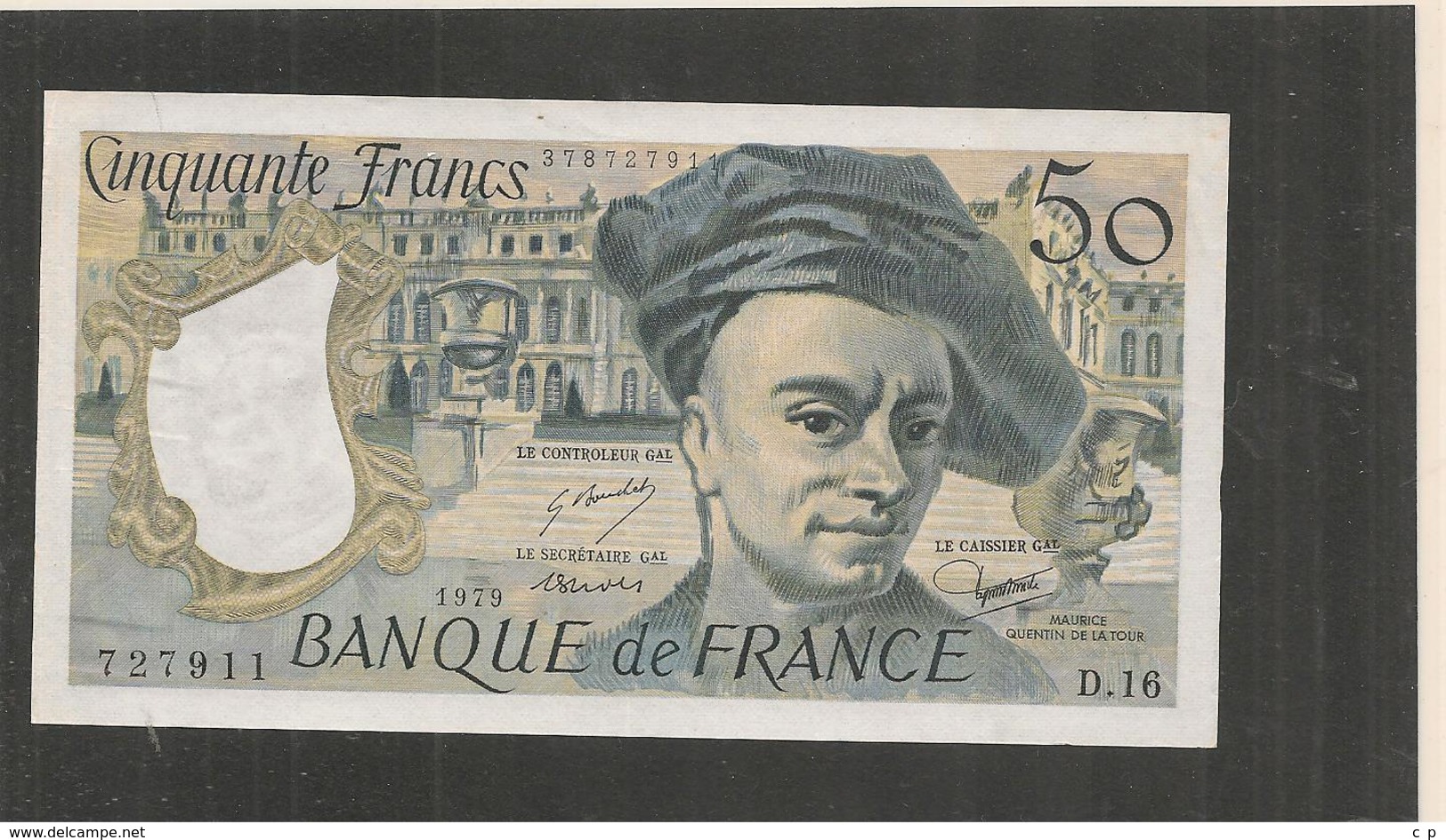 50 Francs - Quentin De La Tour -  Voir Signature Bouchet   - 1979  - ALPHABET D. 16 -   SUP +  -  Billets° JPP - 50 F 1976-1992 ''Quentin De La Tour''