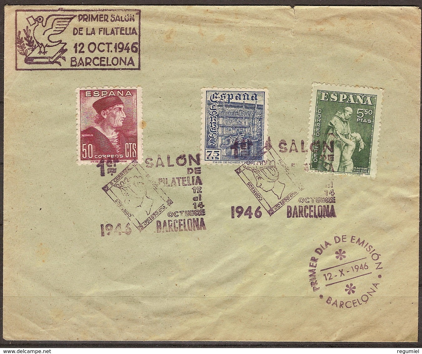 España 1002/1004 SPD. 1946. Sobre Manchado - Cartas & Documentos