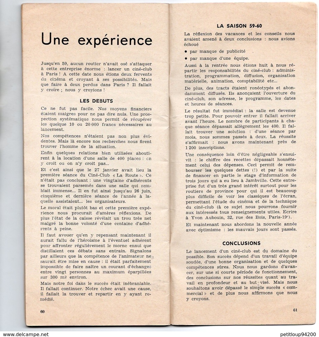 MENSUEL La Route des Scouts de France CINEMA Novembre 1960