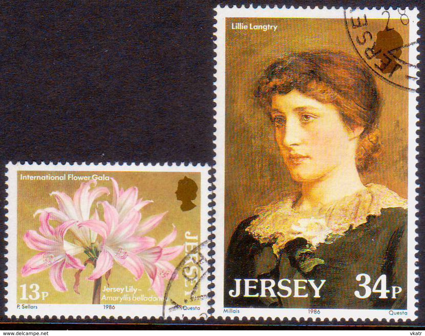 JERSEY 1986 SG #380-82 Compl.set+m/s Used Jersey Lilies - Jersey