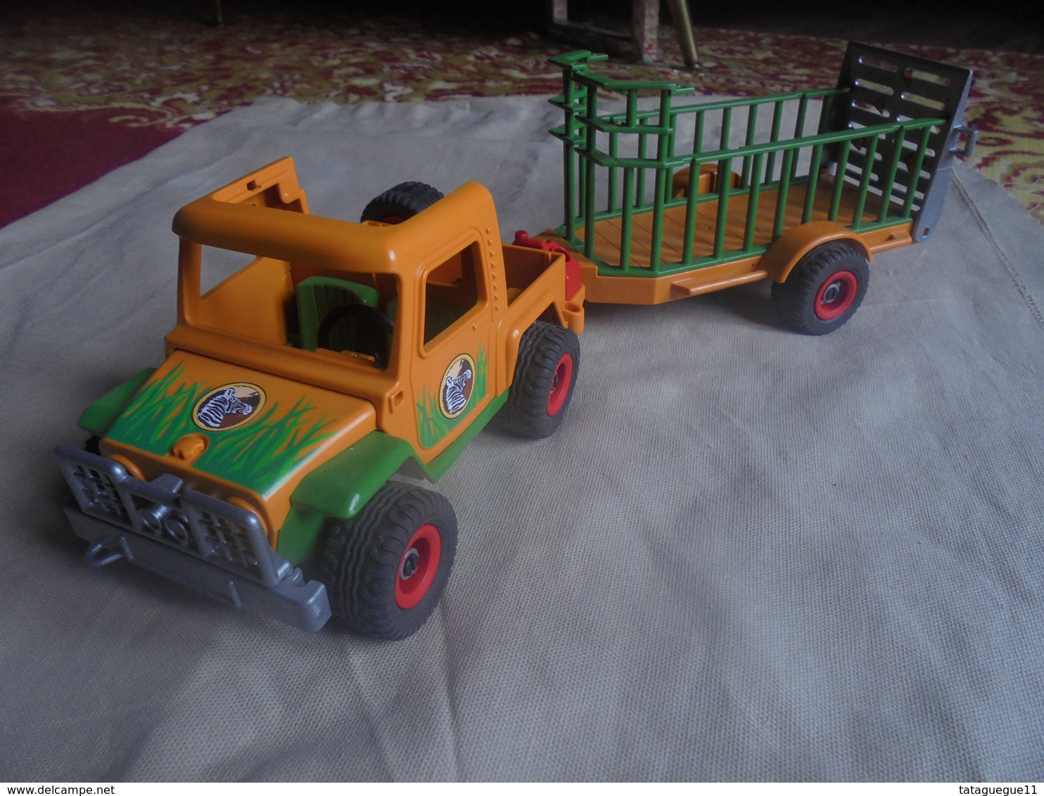 Occasion - Jouet Playmobil Jeep Et Remorque Pour Animaux De Safari Années 2000 - Toy Memorabilia