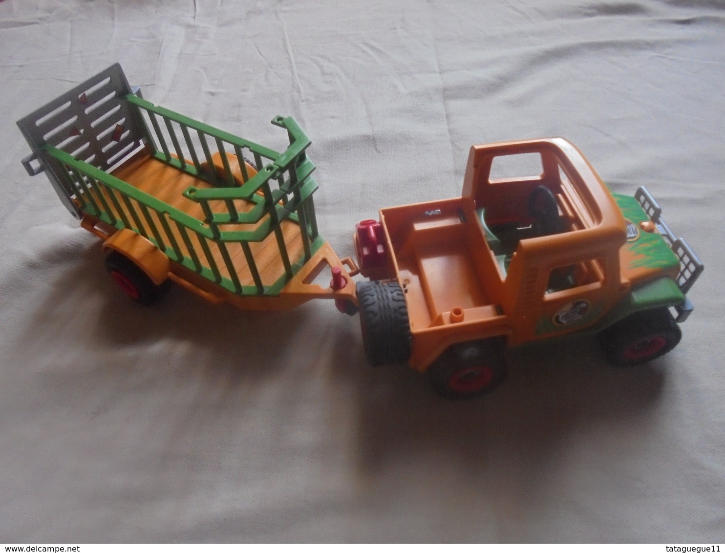 Occasion - Jouet Playmobil Jeep Et Remorque Pour Animaux De Safari Années 2000 - Toy Memorabilia