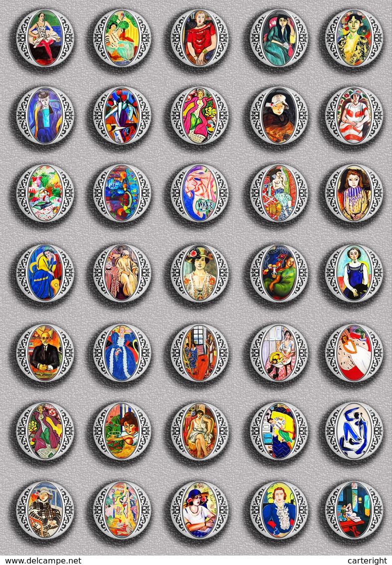 Henri Matisse Painting Fan ART BADGE BUTTON PIN SET 3 (1inch/25mm Diameter) 35 DIFF - Andere & Zonder Classificatie