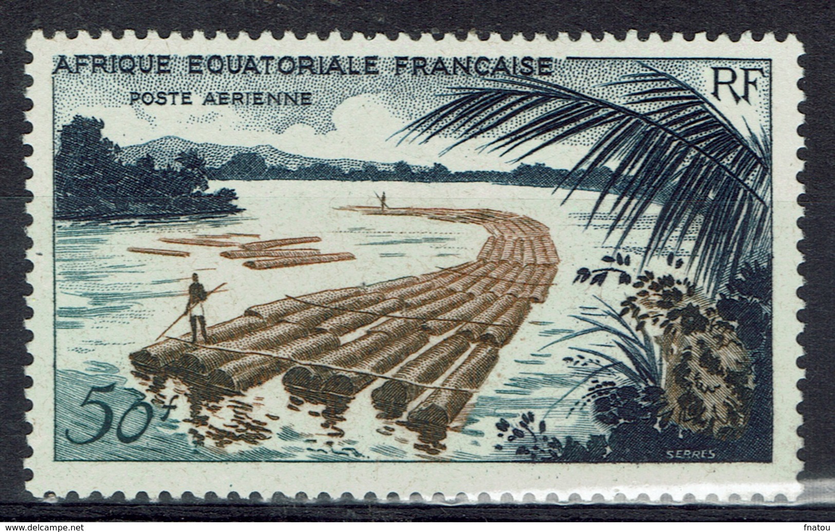 French Equatorial Africa, Timber Rafting, 1955, MNG VF  Nice Stamp - Unused Stamps