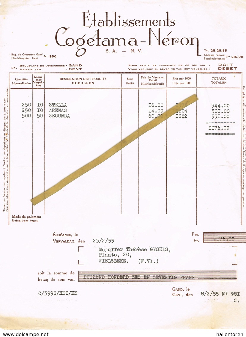 Gent: 1955 ; Etablissements     COGETAMA - NERON - 1950 - ...