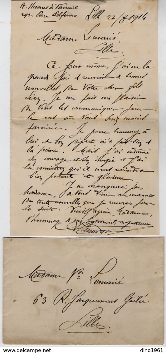 VP13.186 - 1914 - Lettre De Mr A. HANUS De FAVREUIL Consul De PANAMA à LILLE Pour Madame Veuve LEMARIE - Documenti