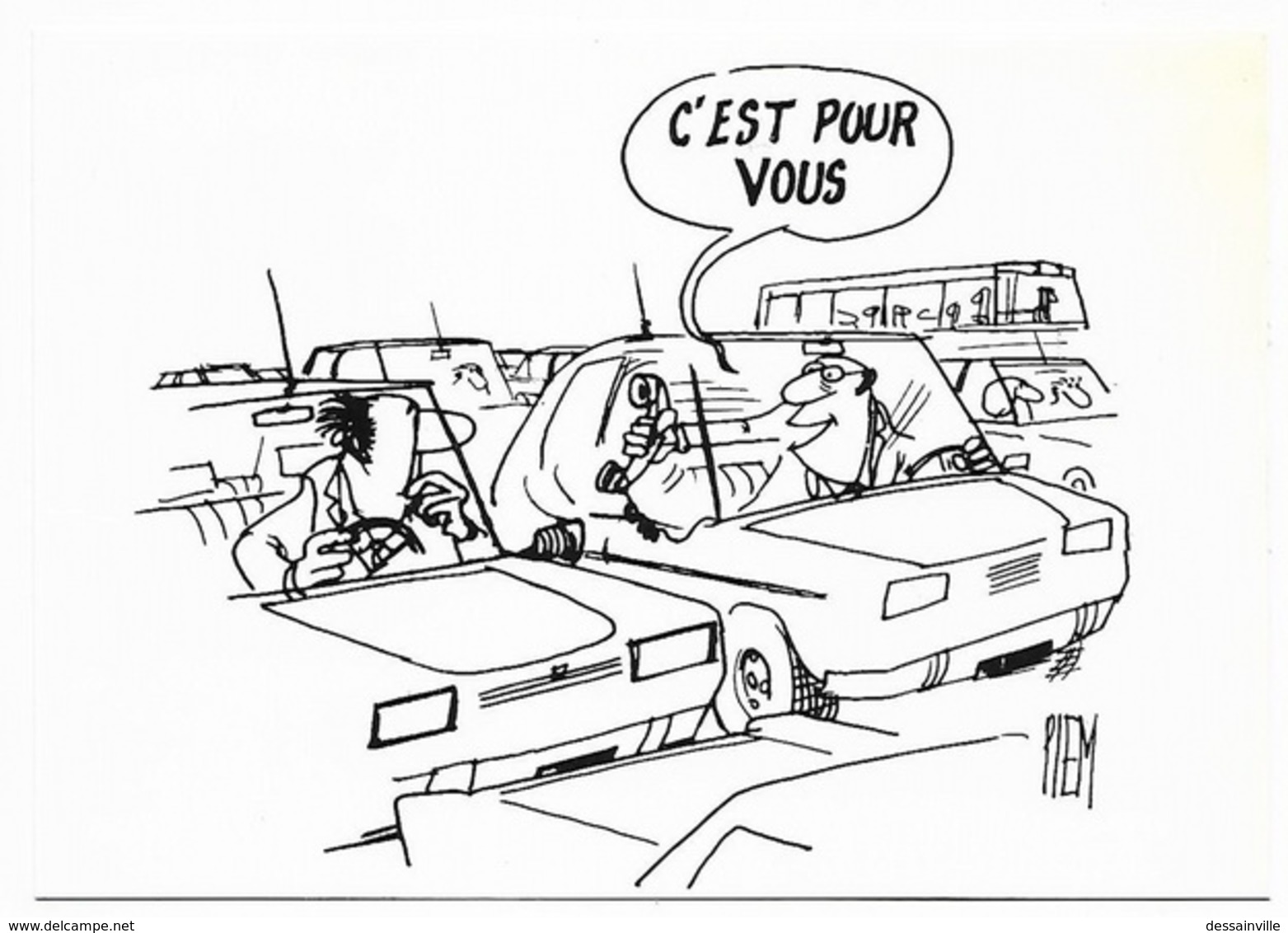 Illustrateur PIEM - HUMOUR TELEPHONE AU VOLANT - Piem