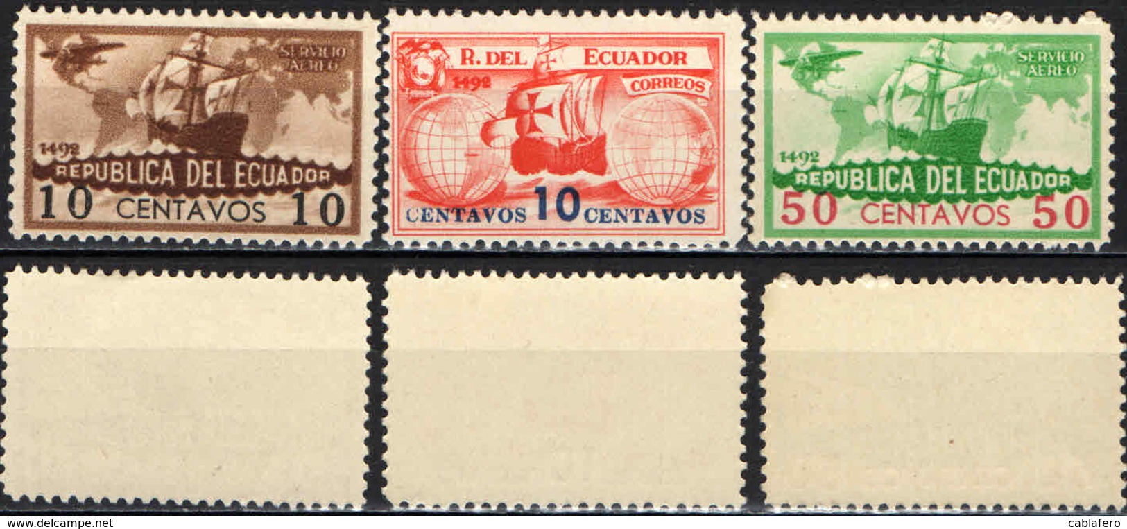 ECUADOR - 1935 - CARAVELòLE - CRISTOFORO COLOMBO - MNH - Ecuador