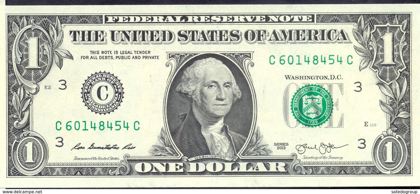 USA 1 Dollar 2013 C  - UNC # P- 537 C - Philadelphia PA - Billets De La Federal Reserve (1928-...)