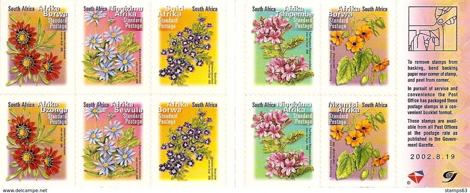 SOUTH AFRICA, 2002, Booklet 63b,  Flowerbooklet, 19.08.2002 - Libretti