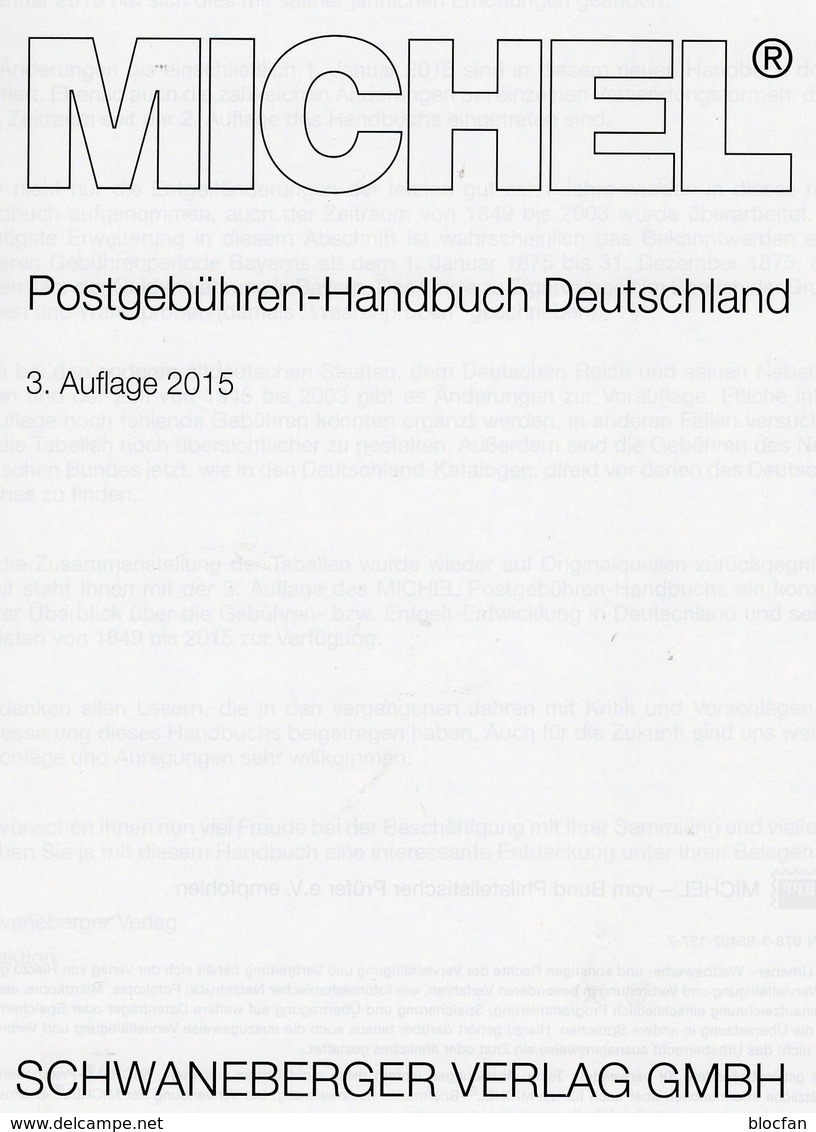 Postgebühren Handbuch Deutschland 2015 Michel Katalog New 40€ Portoübersicht AD DR AM BRD DDR Cover Catalog Germany - Germany