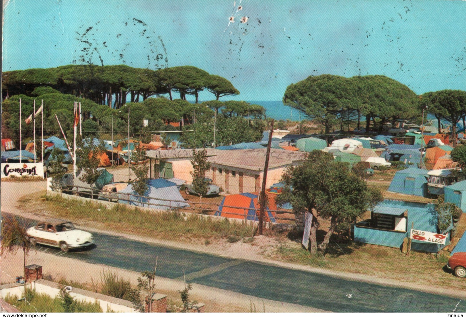 CARTE POSTALE DE SALOU - LE CAMPING - VOITURE PANHARD - Autres & Non Classés