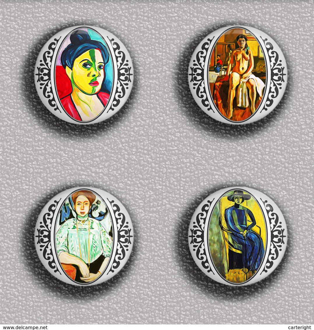 Henri Matisse Painting Fan ART BADGE BUTTON PIN SET 6 (1inch/25mm Diameter) 35 DIFF - Andere & Zonder Classificatie