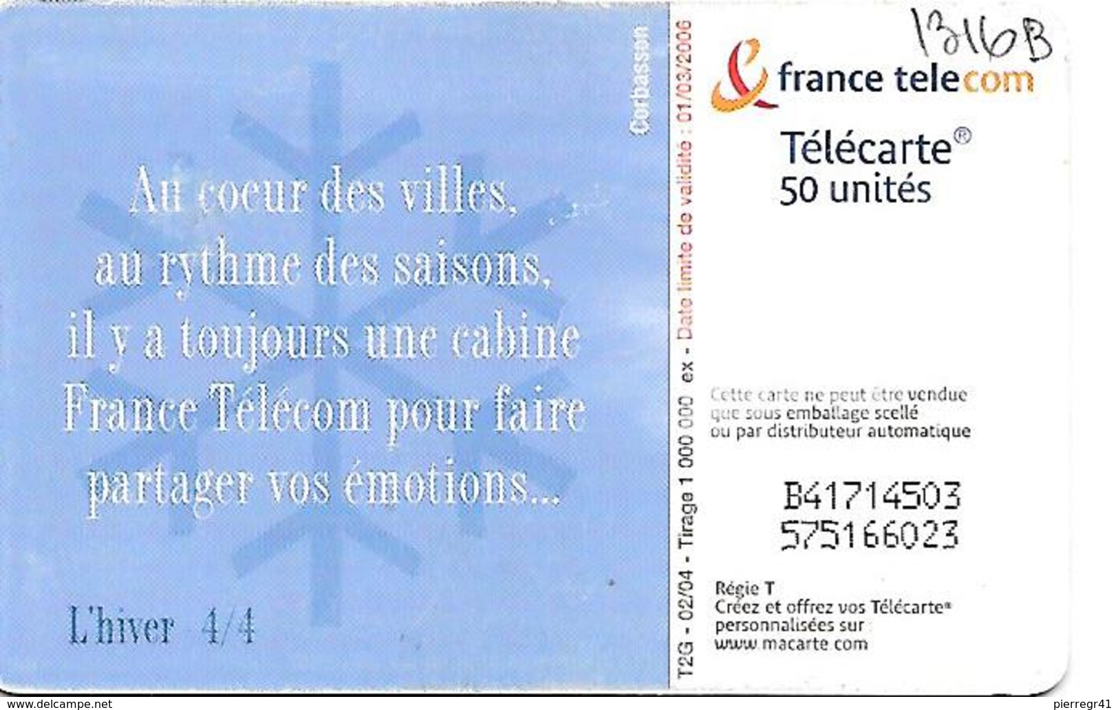 TC-PUBLIC-a-50U-F1316B-GEM2--02/04-LA VILLE 4--UTILISE-BE - 2004