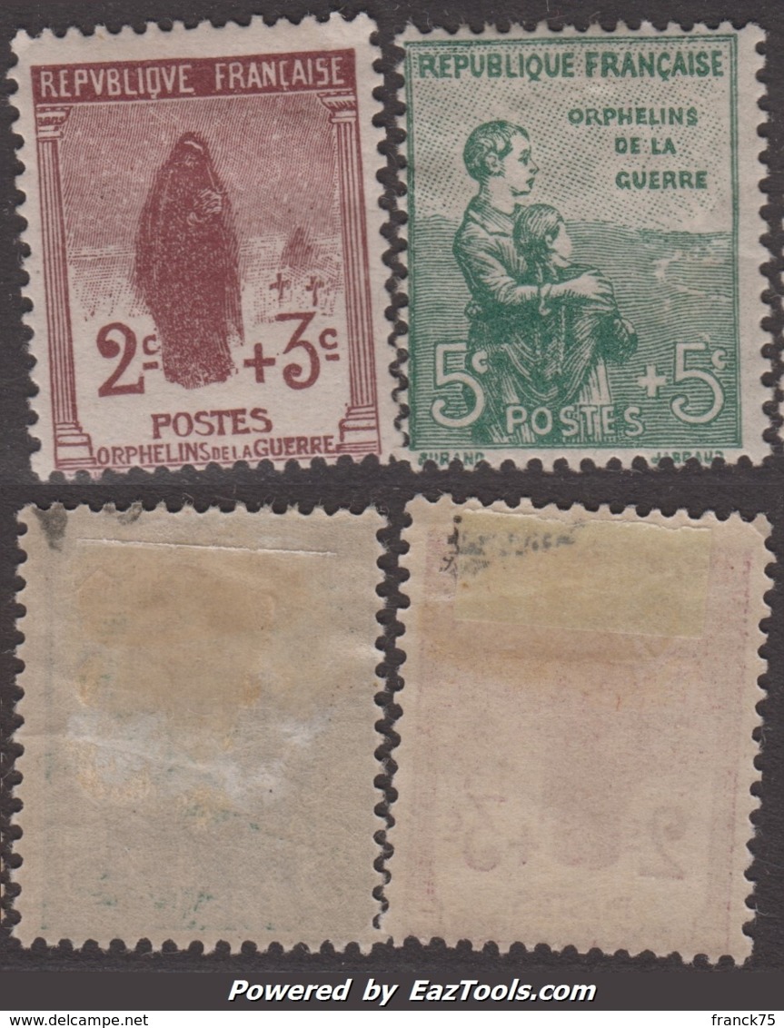 2c Et 5c De La 1ère Série Orphelins Neufs * TB (Y&T N° 148 / 149  Cote : 30€) - Unused Stamps