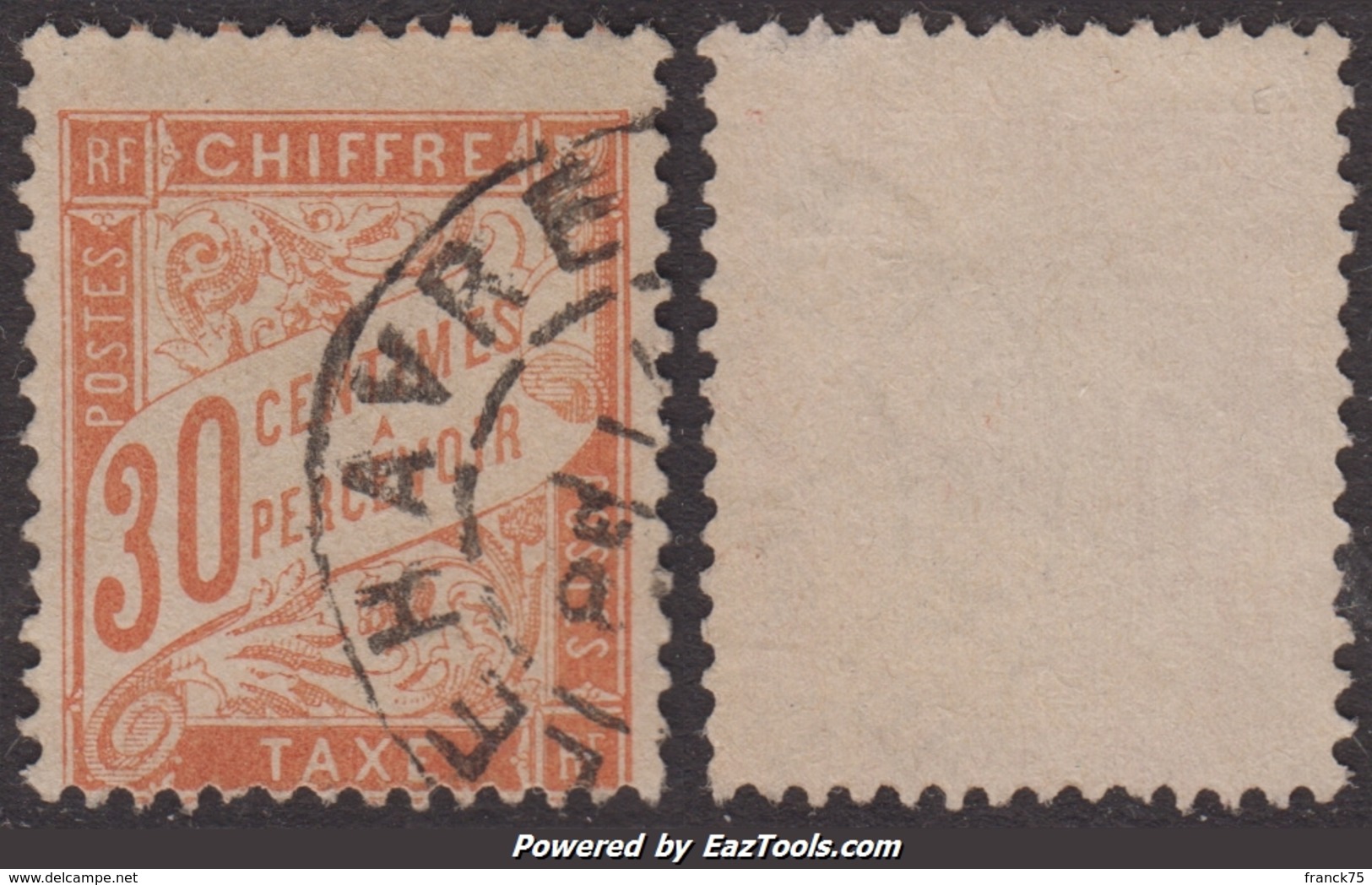 30c Banderolle Erreur De Couleur ROUGE-ORANGE Aspect TB (Y&T N° 34, Cote 100€) - 1859-1959 Used