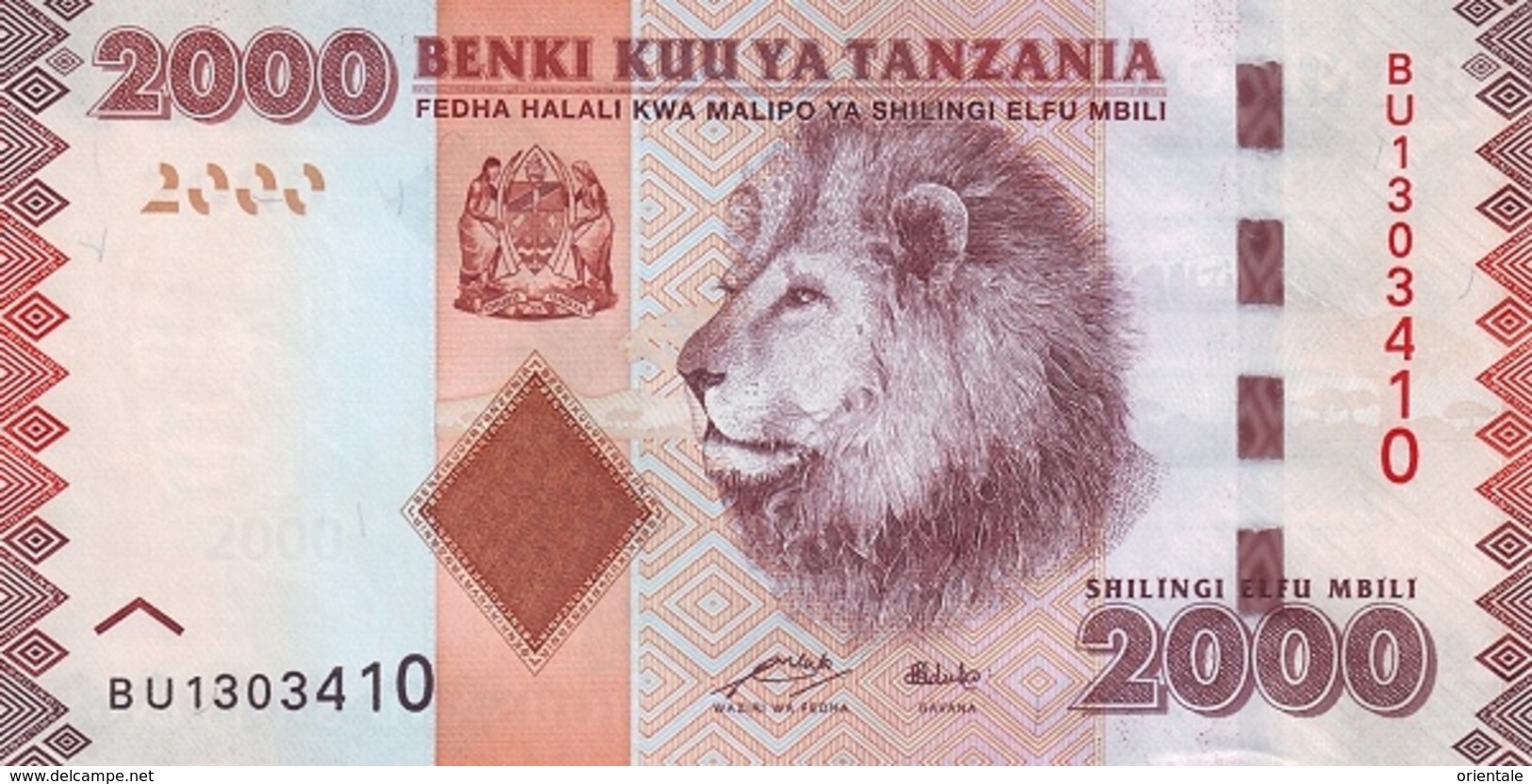 TANZANIA P. 42a 2000 S 2010 UNC - Tanzanie