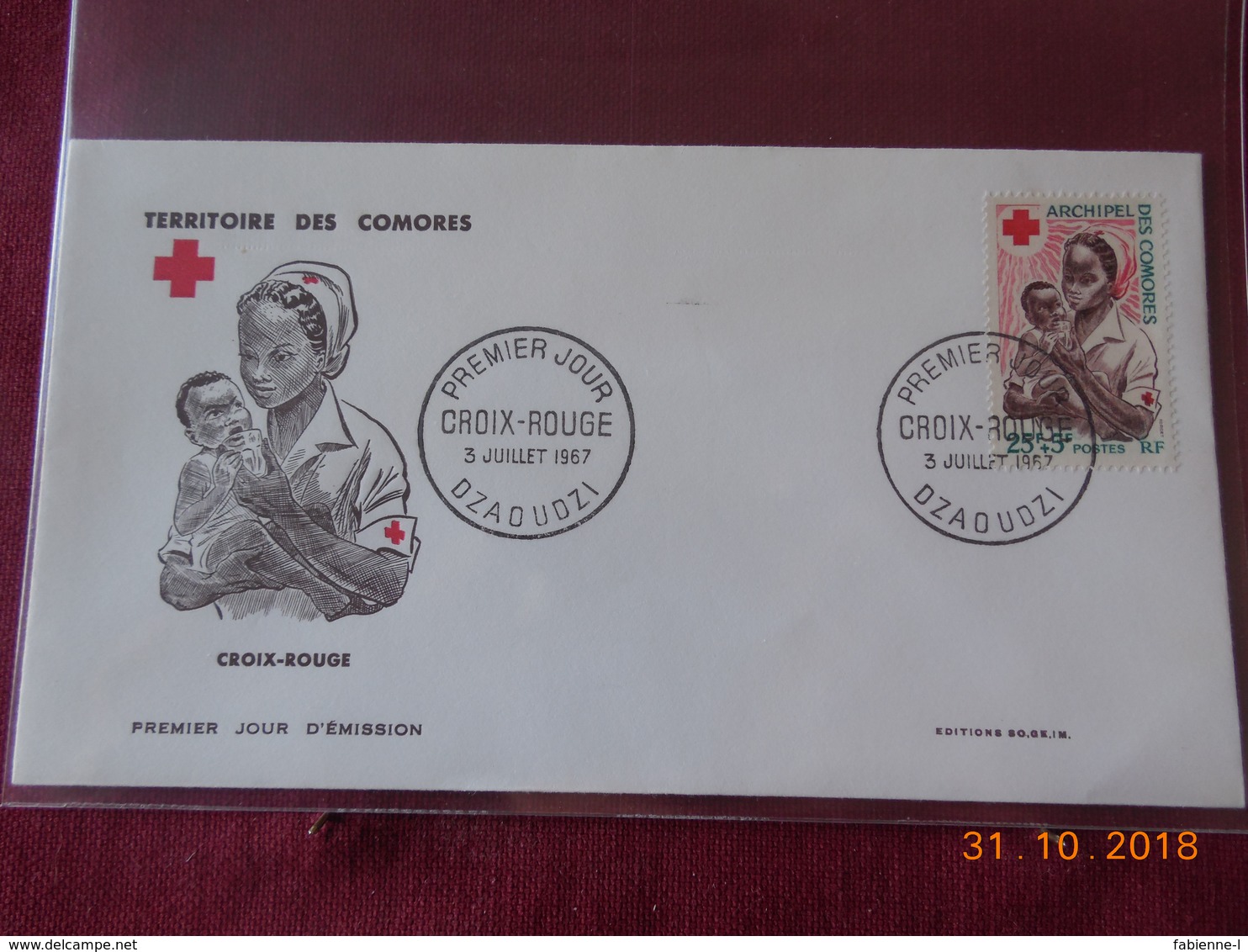 FDC De L Archipel Des Comores De 1967 (croix Rouge) - Lettres & Documents