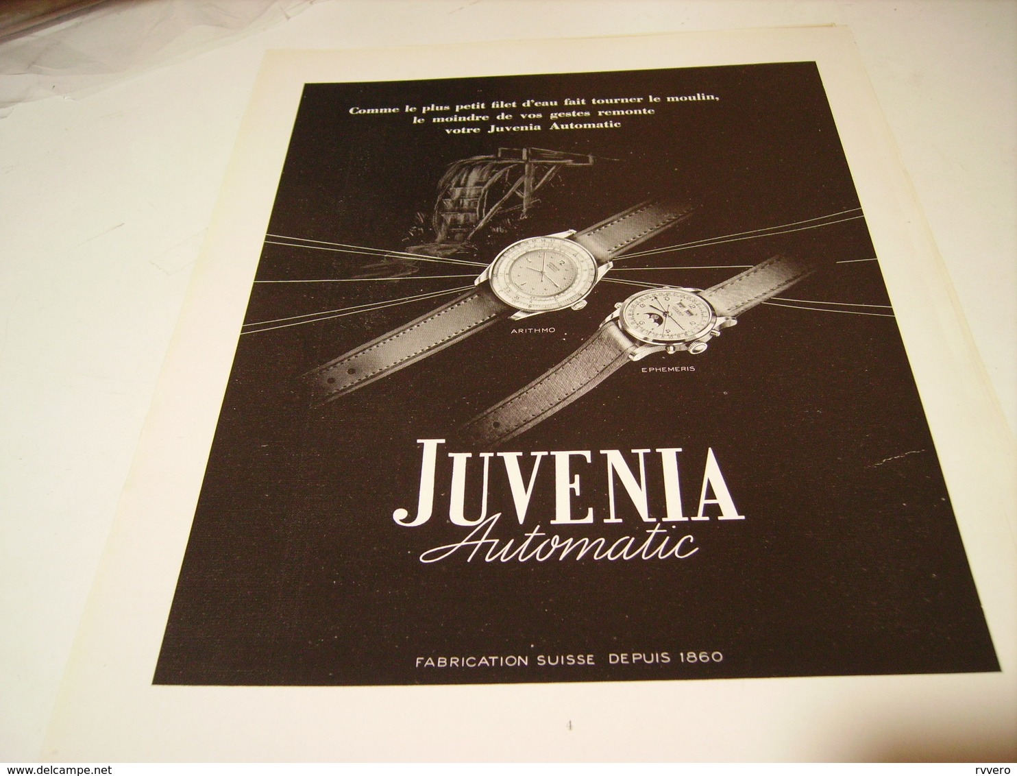 ANCIENNE PUBLICITE MONTRE AUTOMATIC JUVENIA 1950 - Autres & Non Classés