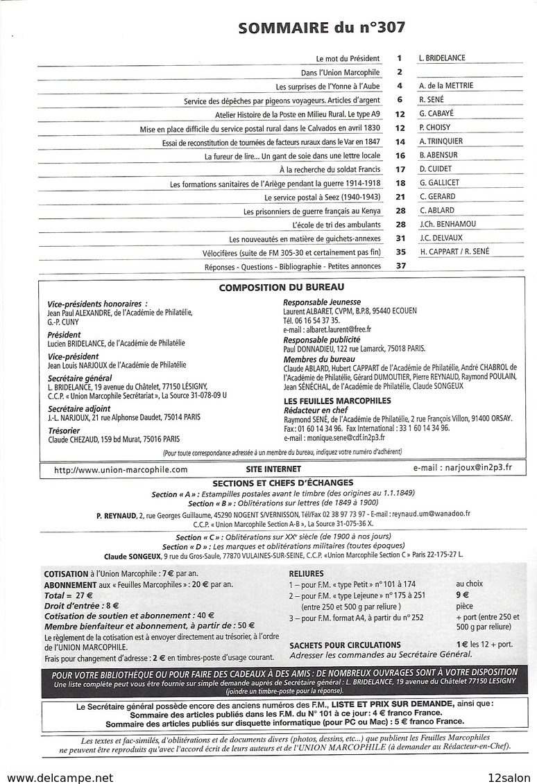 LES FEUILLES MARCOPHILES N° 307 + Scan Sommaire - Altri & Non Classificati