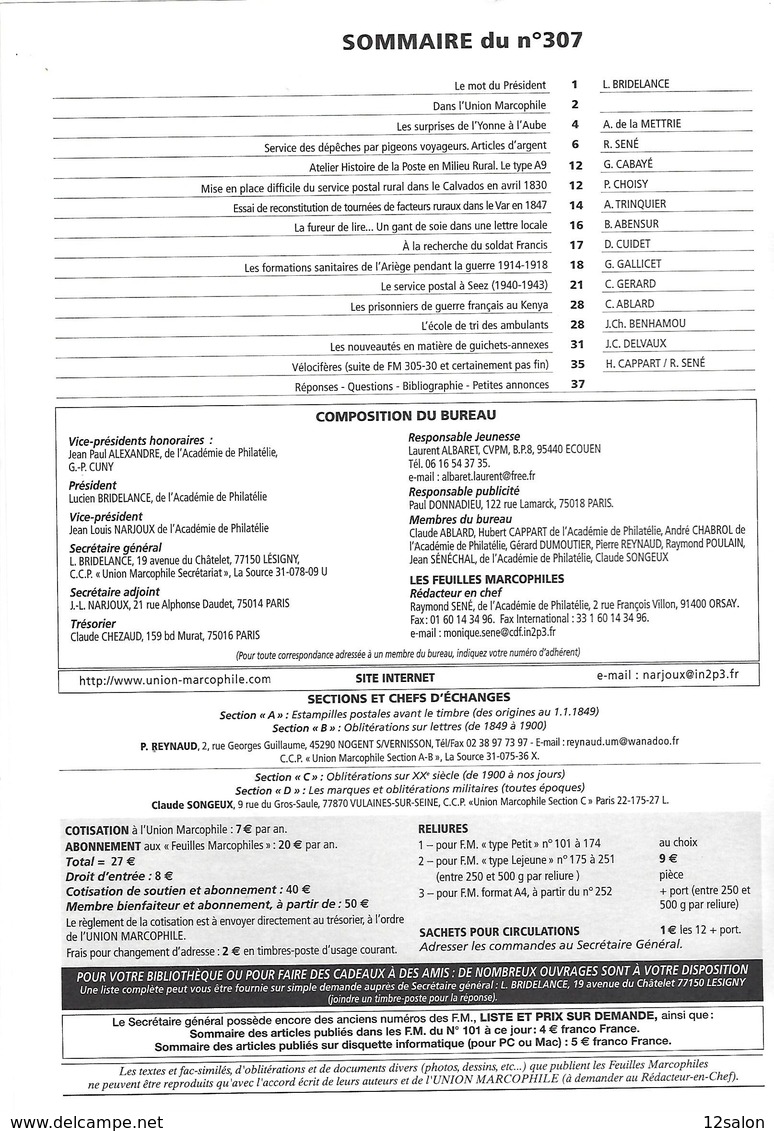 LES FEUILLES MARCOPHILES N° 307 + Scan Sommaire - Other & Unclassified