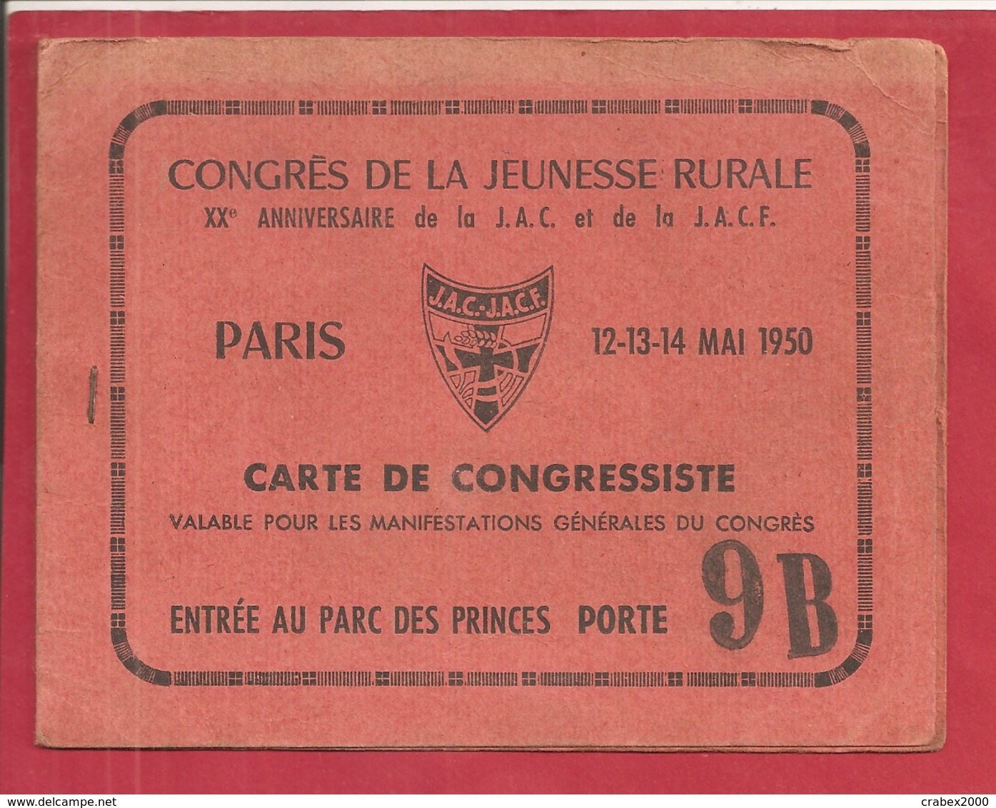 CONGRES DE LA JEUNESSE JAC 1950 - Autres & Non Classés