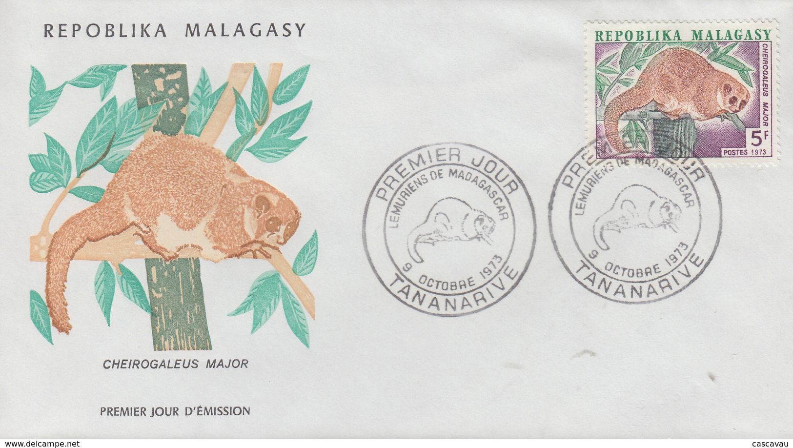 Enveloppe  FDC  1er  Jour   MADAGASCAR    Lémuriens   1973 - Madagaskar (1960-...)