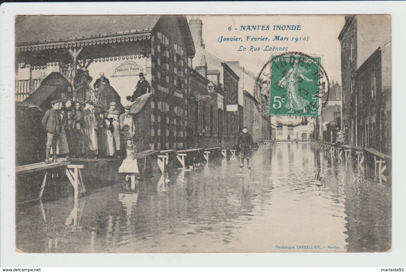 NANTES - LOIRE ATLANTIQUE - NANTES INONDE - JANVIER FEVRIER MARS 1910 - LA RUE LAENNEC - INONDATION - Nantes