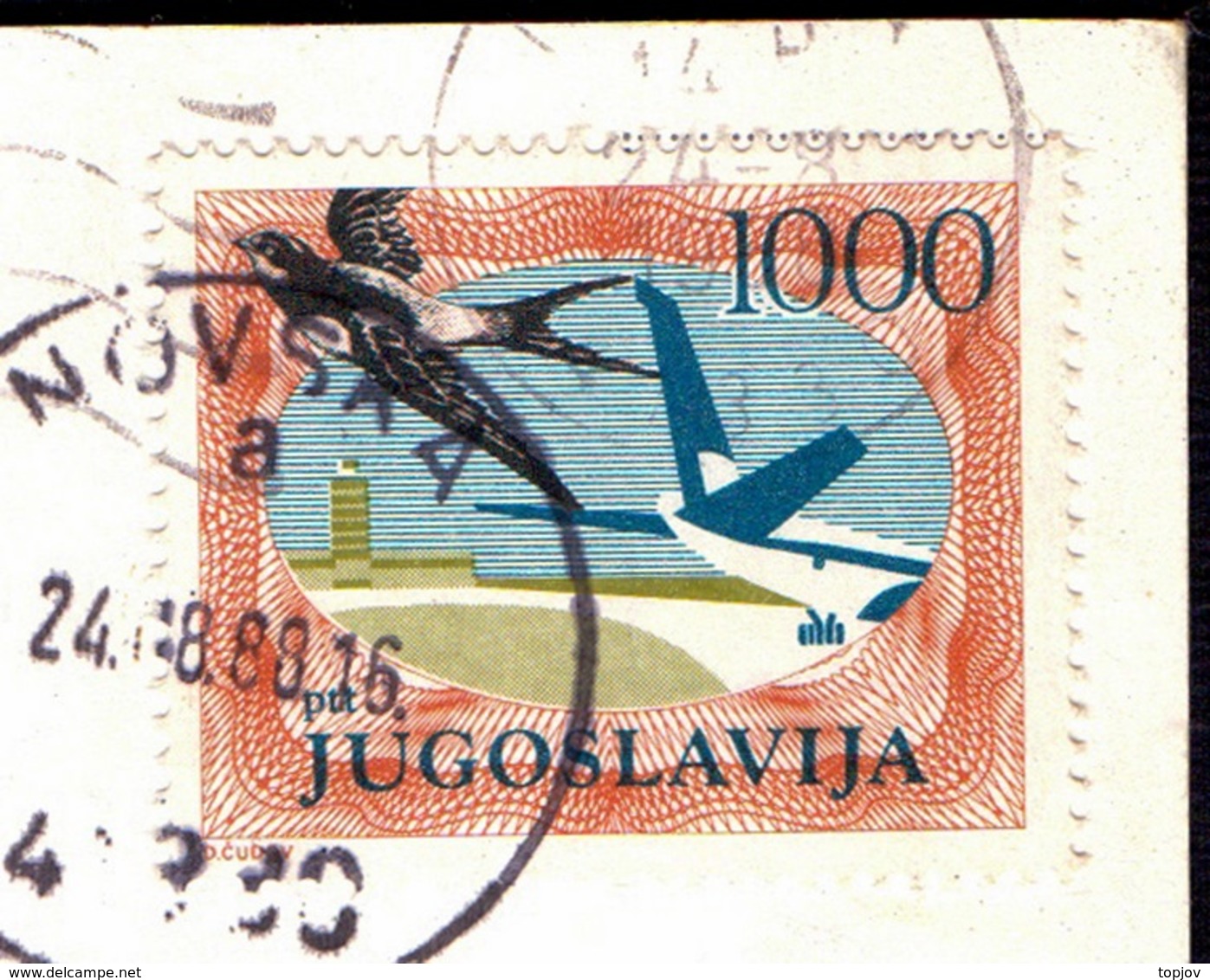 YUGOSLAVIA - JUGOSLAVIA - POST CARD  Inflation  SWALLOW - 1988 - Zwaluwen