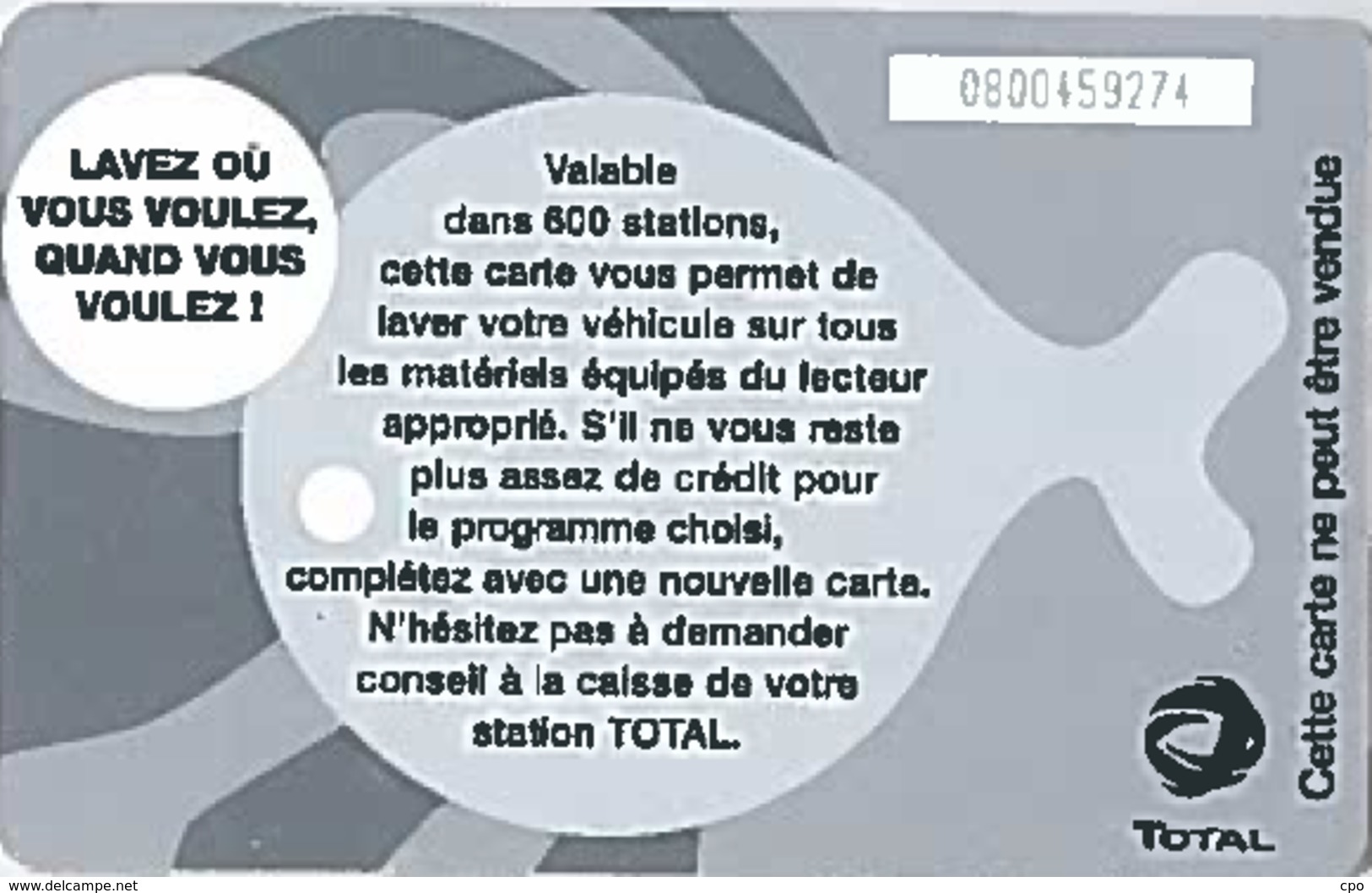 # Carte A Puce Portemonnaie Lavage Total - Poisson - Carte De Lavage 10 Euros - Tres Bon Etat - - Car Wash