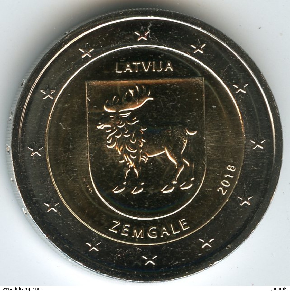 Lettonie Latvia 2 Euro 2018 Région Zemgale Cerf UNC - Lettonie