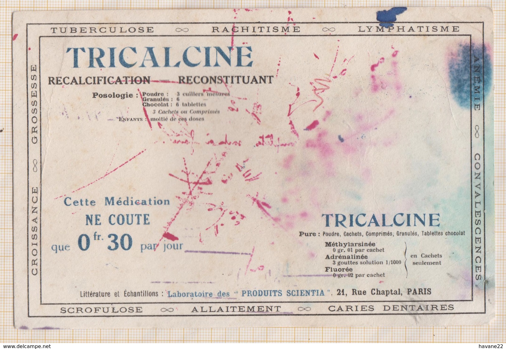 8/49 BUVARD TRICALCINE RACHITISME TUBERCULOSE - Produits Pharmaceutiques