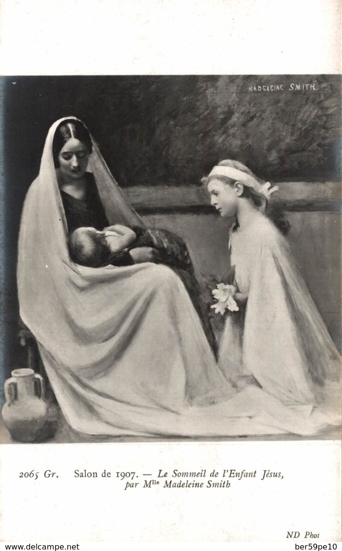 SALON DE 1907  LE SOMMEIL DE L'ENFANT JESUS  PAR Mlle MADELEINE SMITH - Peintures & Tableaux
