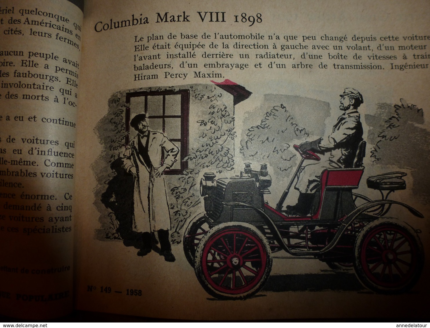 1958 MÉCANIQUE POPULAIRE: Les Automobiles De 1800 à 1900 ( Ford,Thunderbird,Cadillac,Oldsmobile,Essex,Packard,etc) - Voitures