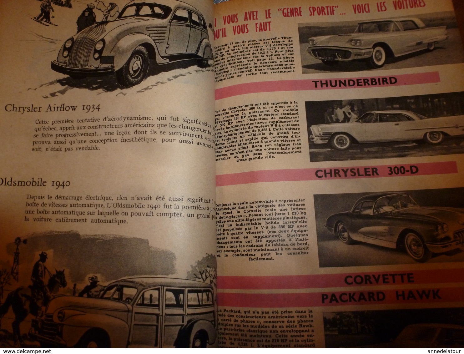 1958 MÉCANIQUE POPULAIRE: Les automobiles de 1800 à 1900 ( Ford,Thunderbird,Cadillac,Oldsmobile,Essex,Packard,etc)